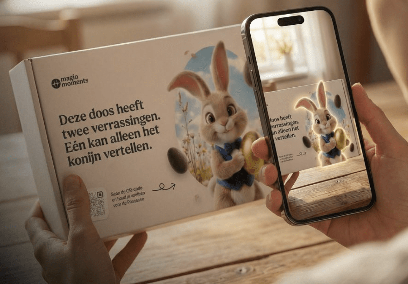 AR paashaas op verpakking, MagiqAR in actie